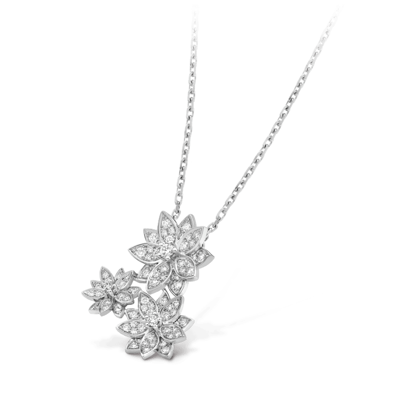 Three Flowers Lotus Necklace - 18K Gold