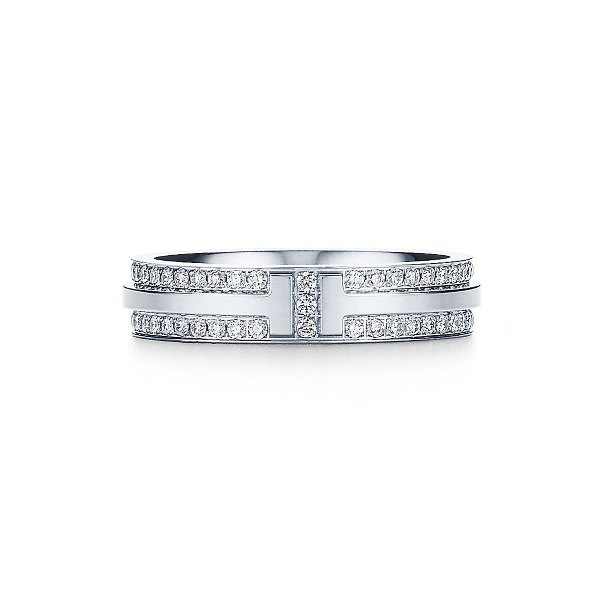 Tiffany Narrow Pave Moissanite Ring - 18K White Gold