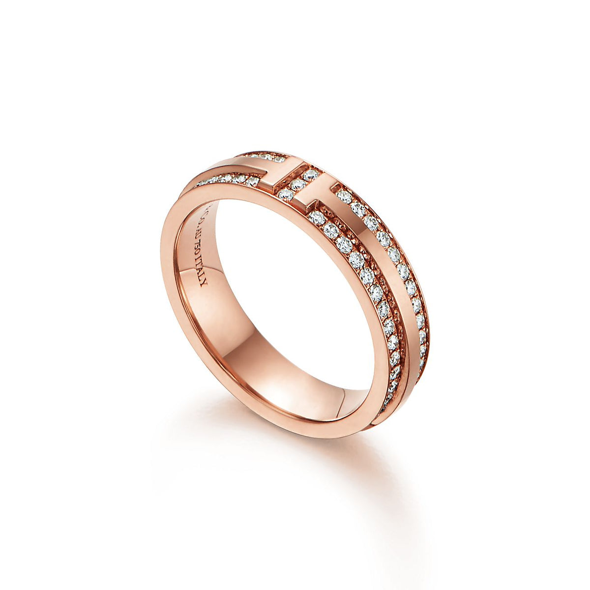 Tiffany Narrow Pave Moissanite Ring - 18K Rose Gold