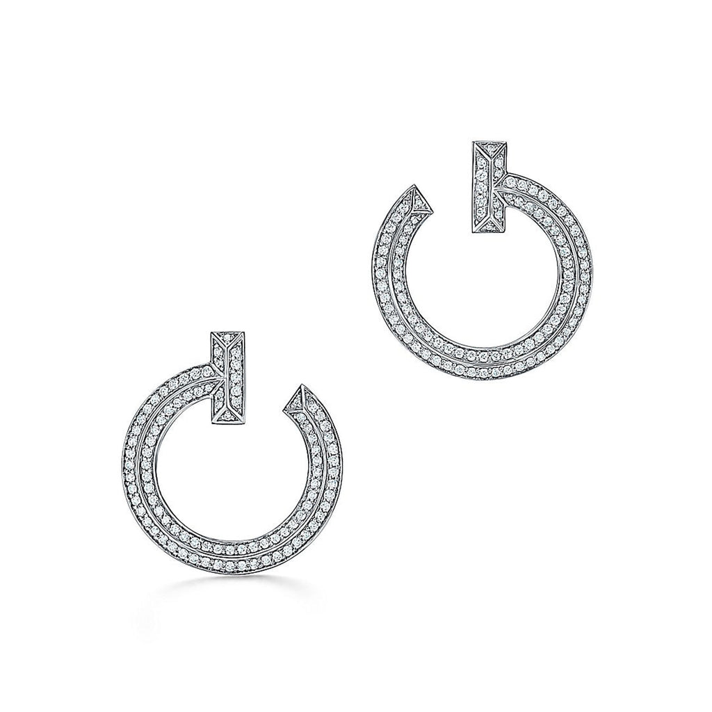 Tiffany T1 Open Hoop Earrings - 18K White Gold
