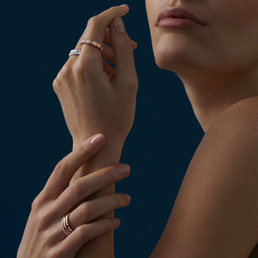 Ice Cube Moissanite Ring - 18K White Gold
