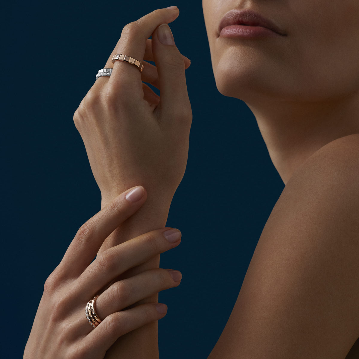 Ice Cube Moissanite Ring - 18K White Gold