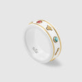 Gucci Double G Icon With Gemstones White Zirconia Ring - 18K Yellow Gold