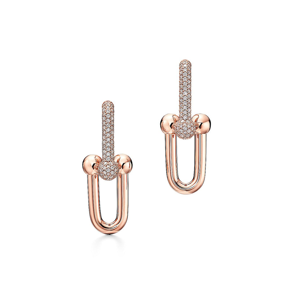 Tiffany HardWear Large Link Moissanite Earrings - 18K Rose Gold