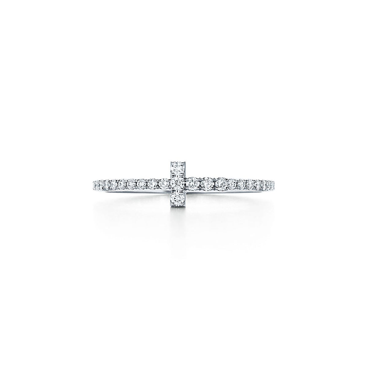 Tiffany Moissanite Wire Ring - 18K White Gold