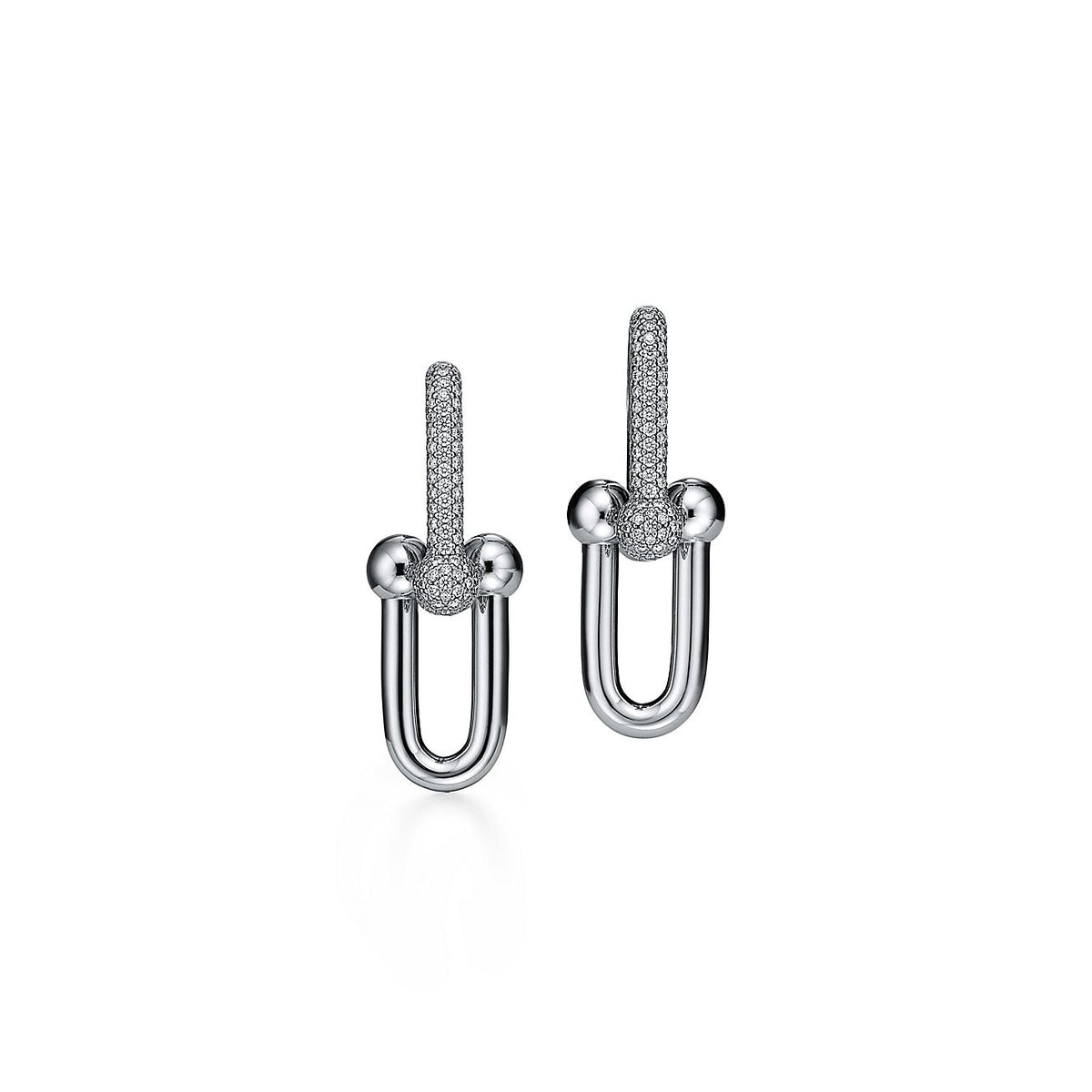 Tiffany HardWear Large Link Moissanite Earrings - 18K White Gold