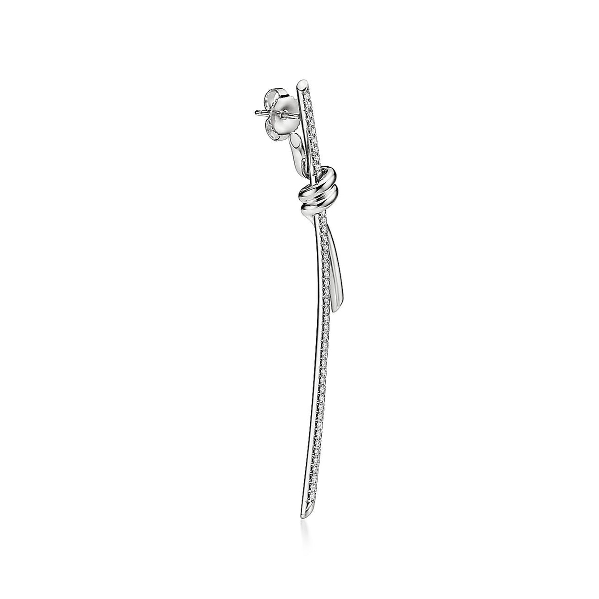 Tiffany Knot Drop Moissanite Earrings - 18K White Gold