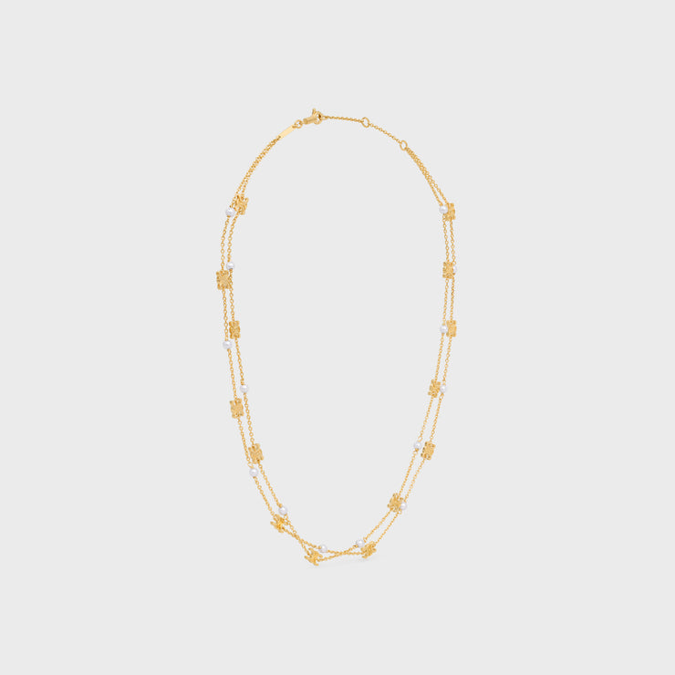Celine Triomphe Pearl Double Necklace