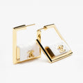 Chanel White Bag Hoop Earrings - 18K Yellow Gold
