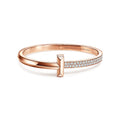 T1 Wide Moissanite Hinged Bracelet - 18K Gold