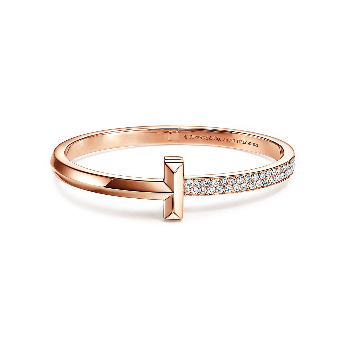 T1 Wide Moissanite Hinged Bracelet - 18K Gold