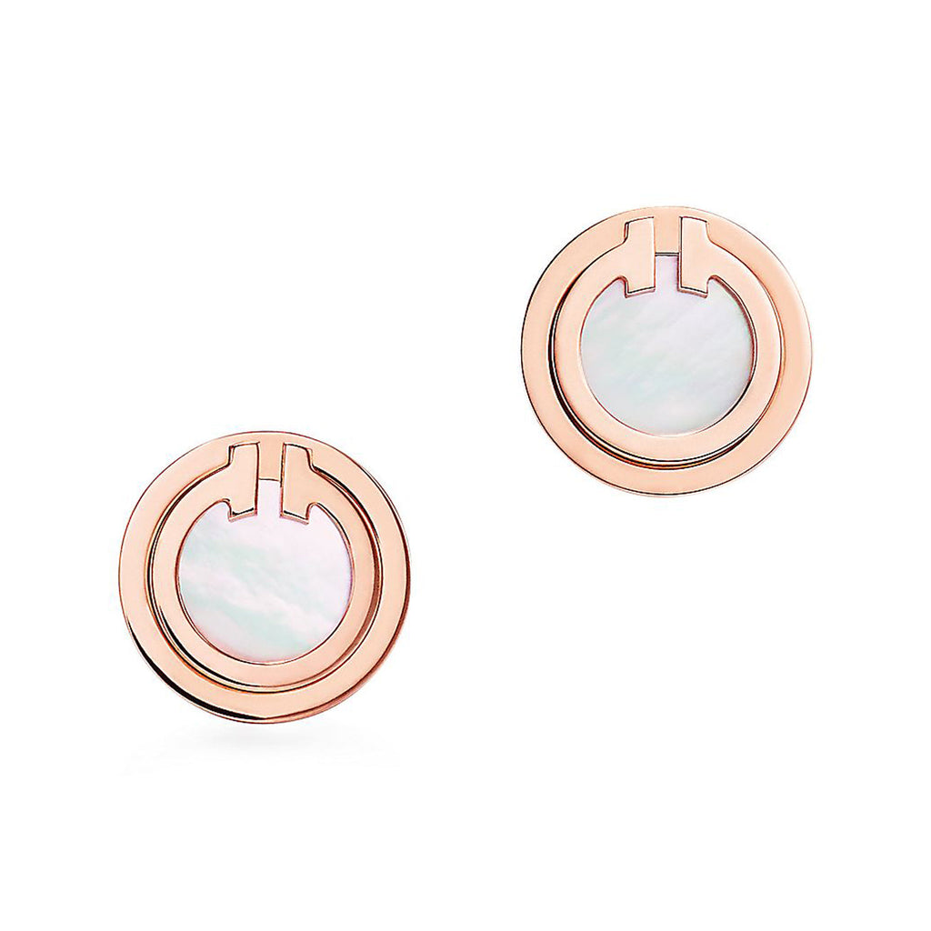 Tiffany Mother-Of-Pearl Circle Earrings - 18K Rose Gold