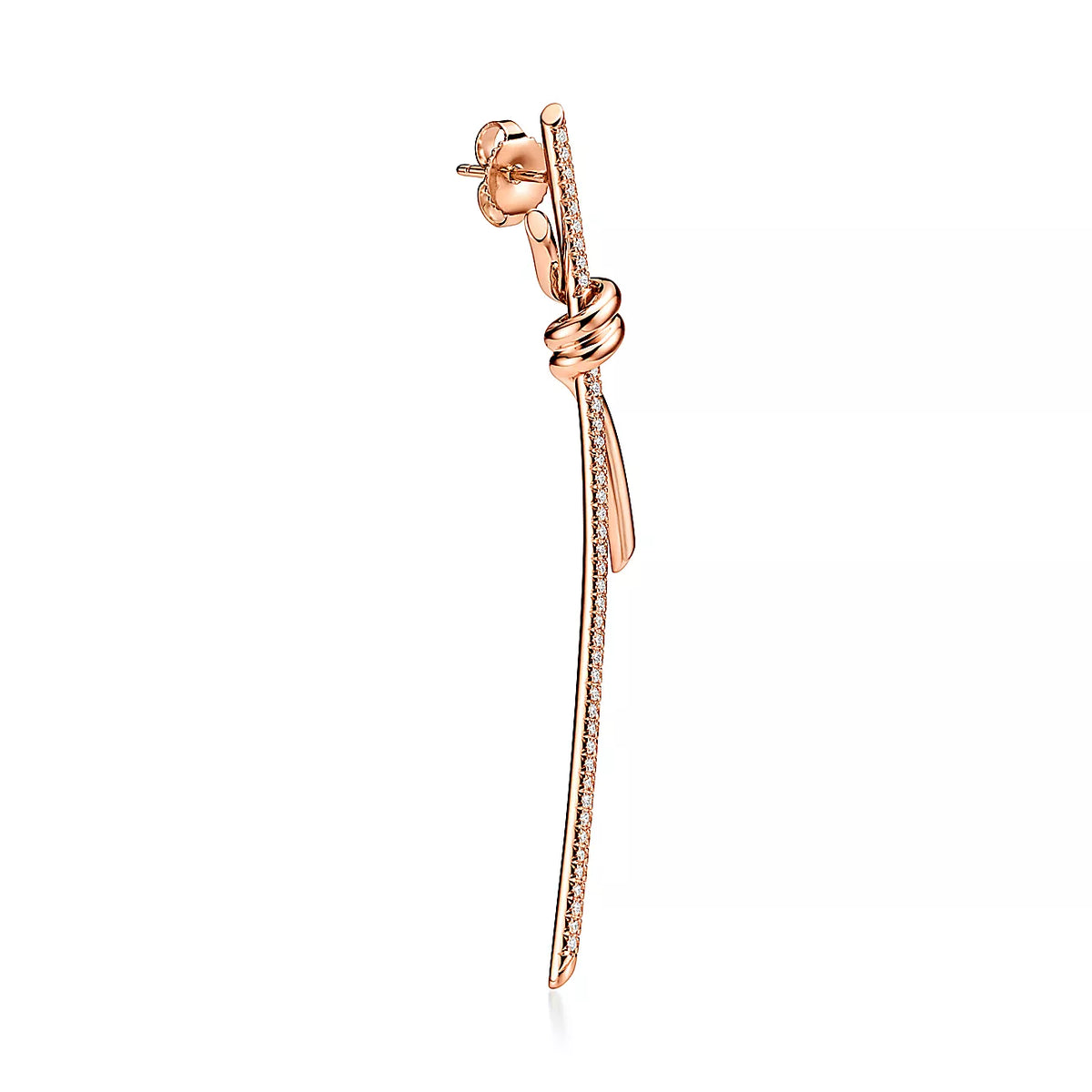Tiffany Knot Drop Moissanite Earrings - 18K Rose Gold