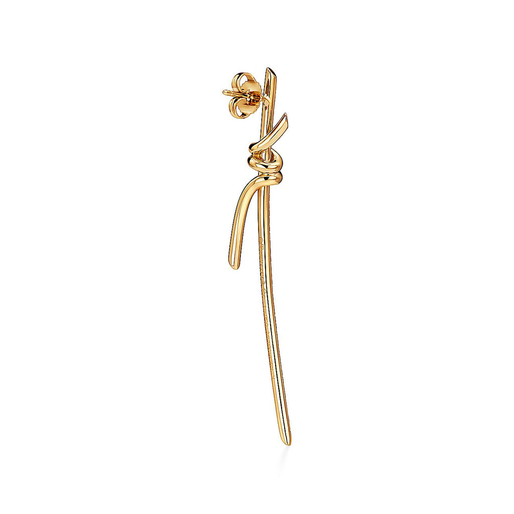 Tiffany Knot Drop Moissanite Earrings - 18K Yellow Gold