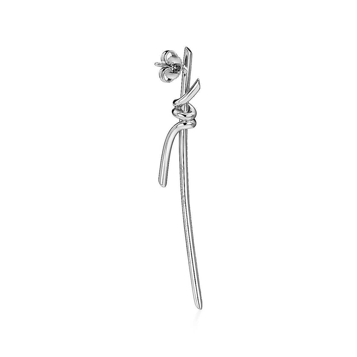 Tiffany Knot Drop Moissanite Earrings - 18K White Gold