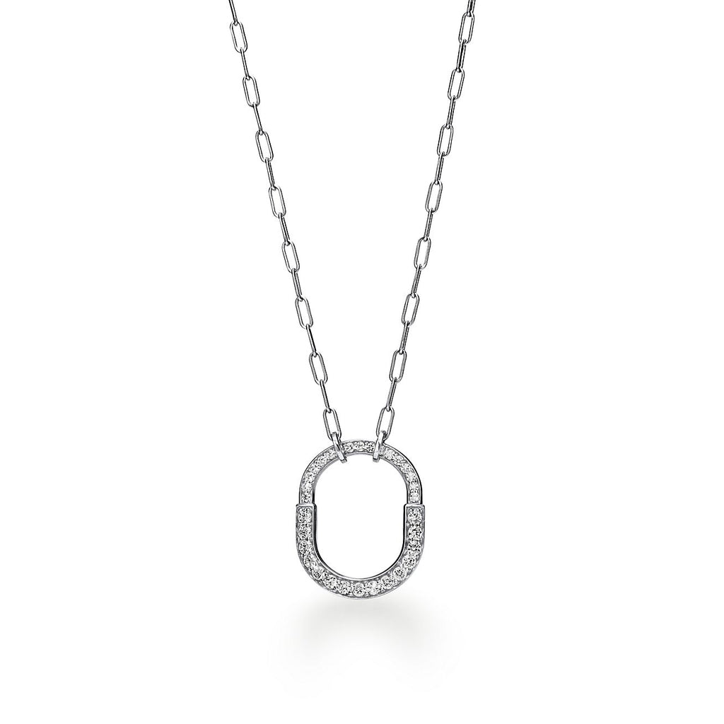 Tiffany Lock Pendant Pave Moissanite Necklace