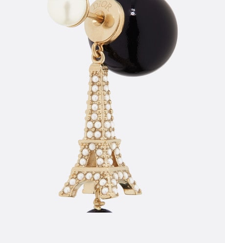 Dior Tribales Eiffel Tower Charm Black Pearl Earrings