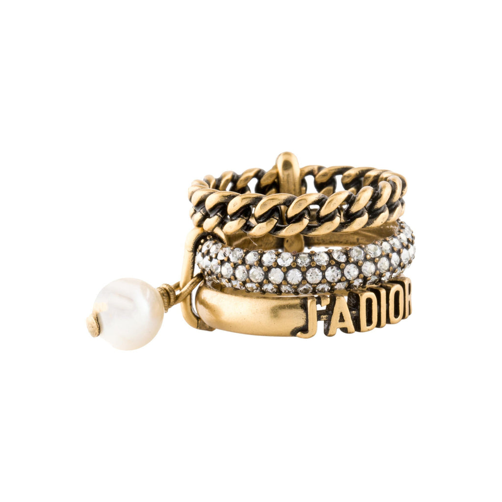 Dior Pearl & Crystal J'Adior Ring - 18K Yellow Gold