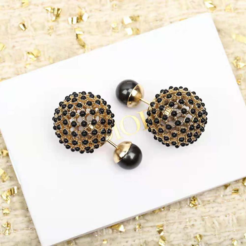 Dior Tribales Black Stone-Effect Resin Pearl Earrings