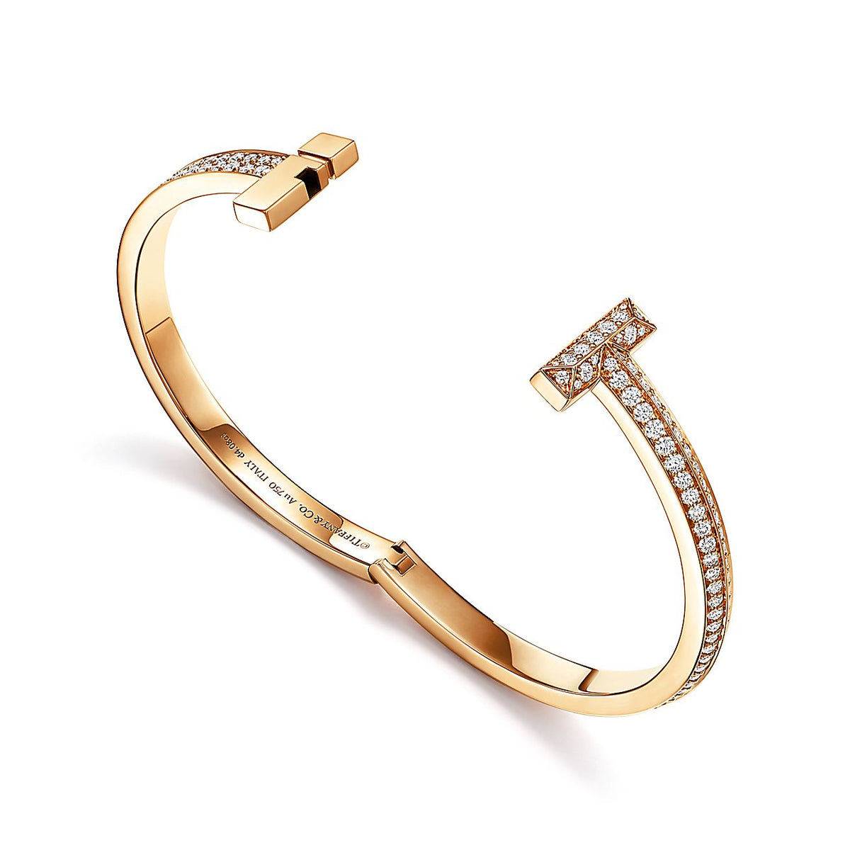 T1 Wide Moissanite Hinged Bangle Bracelet - 18K Gold