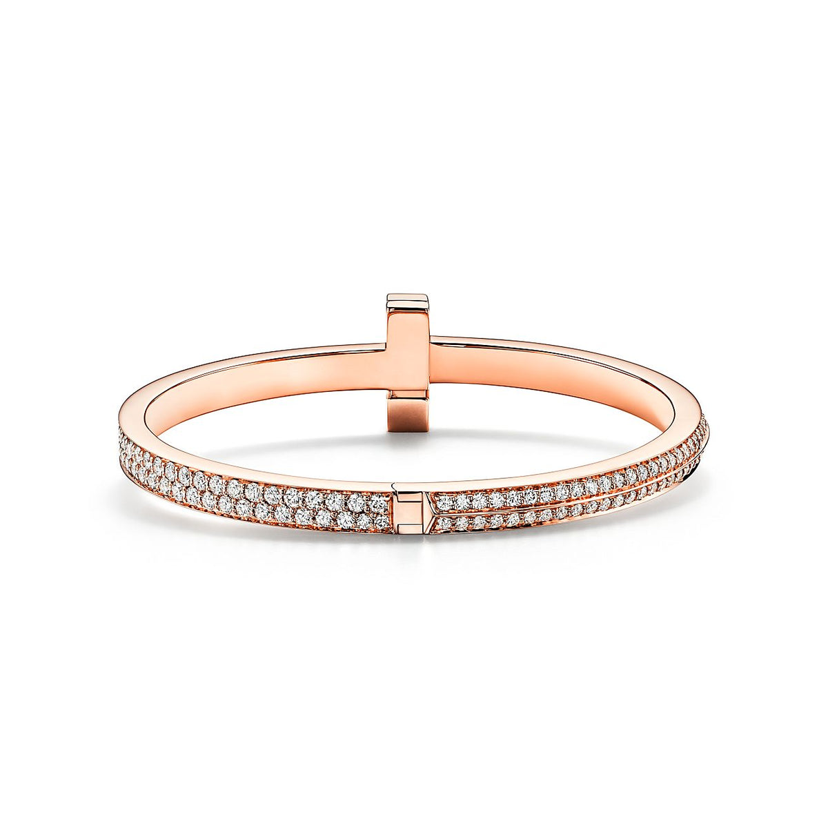 T1 Wide Moissanite Hinged Bangle Bracelet - 18K Gold