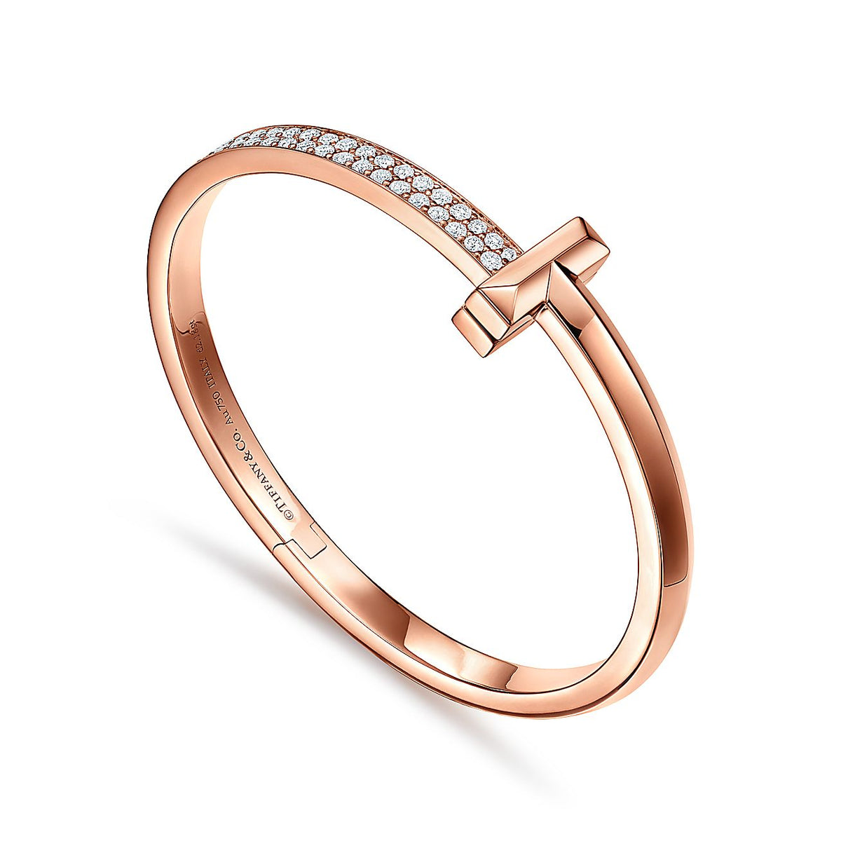 T1 Wide Moissanite Hinged Bracelet - 18K Gold
