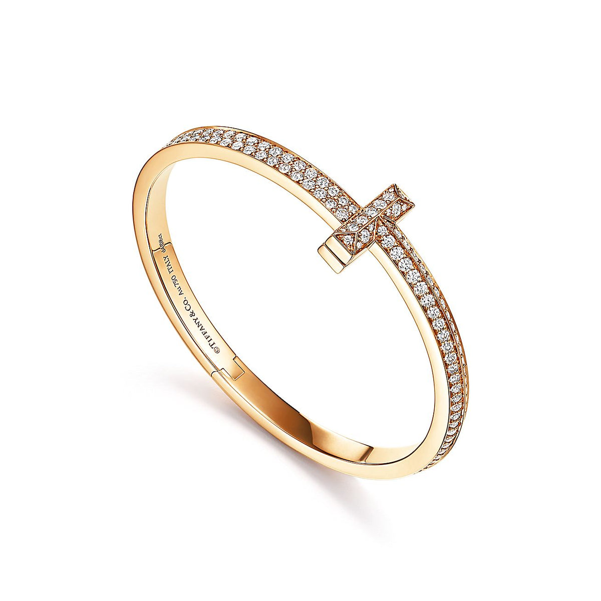 T1 Wide Moissanite Hinged Bangle Bracelet - 18K Gold