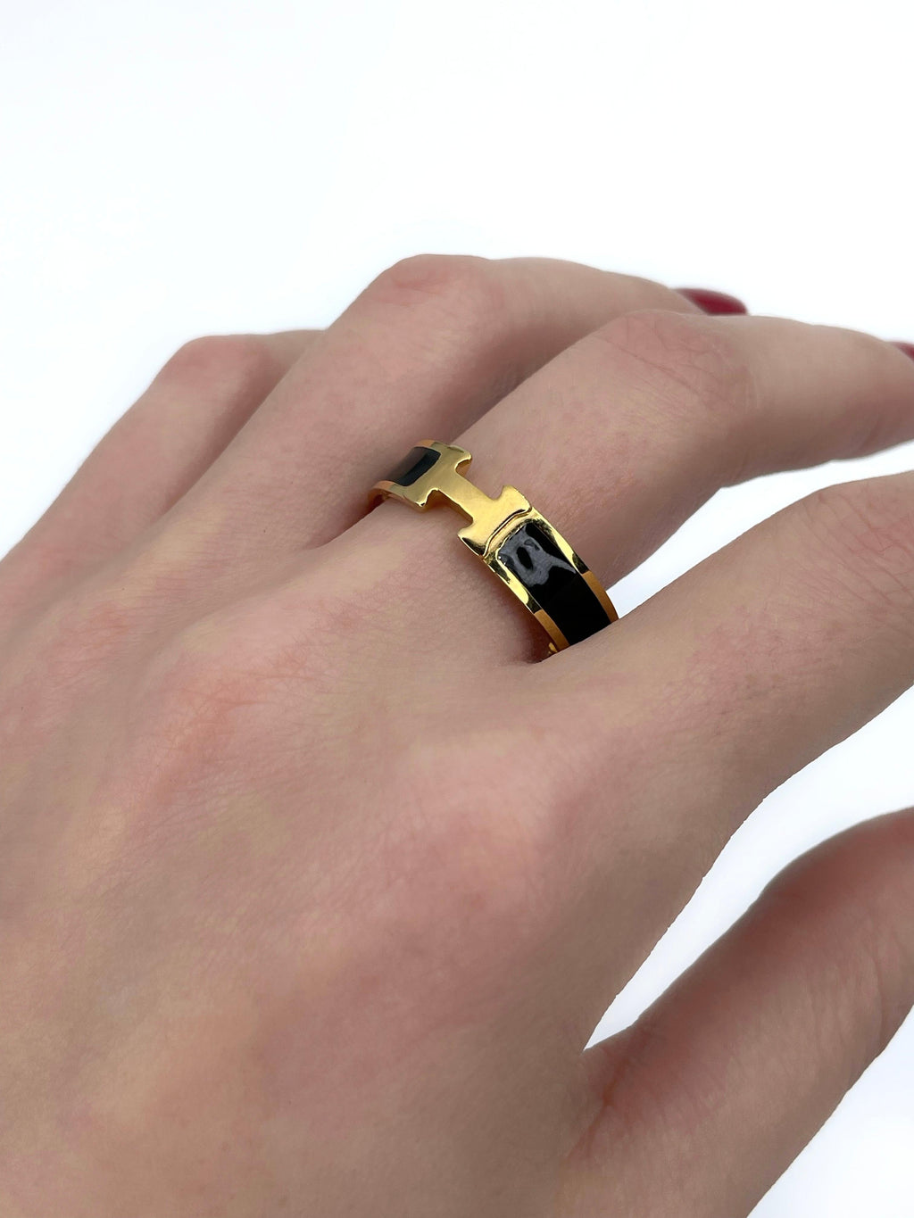Hermes Vintage Clic H Ring - 18K Yellow Gold