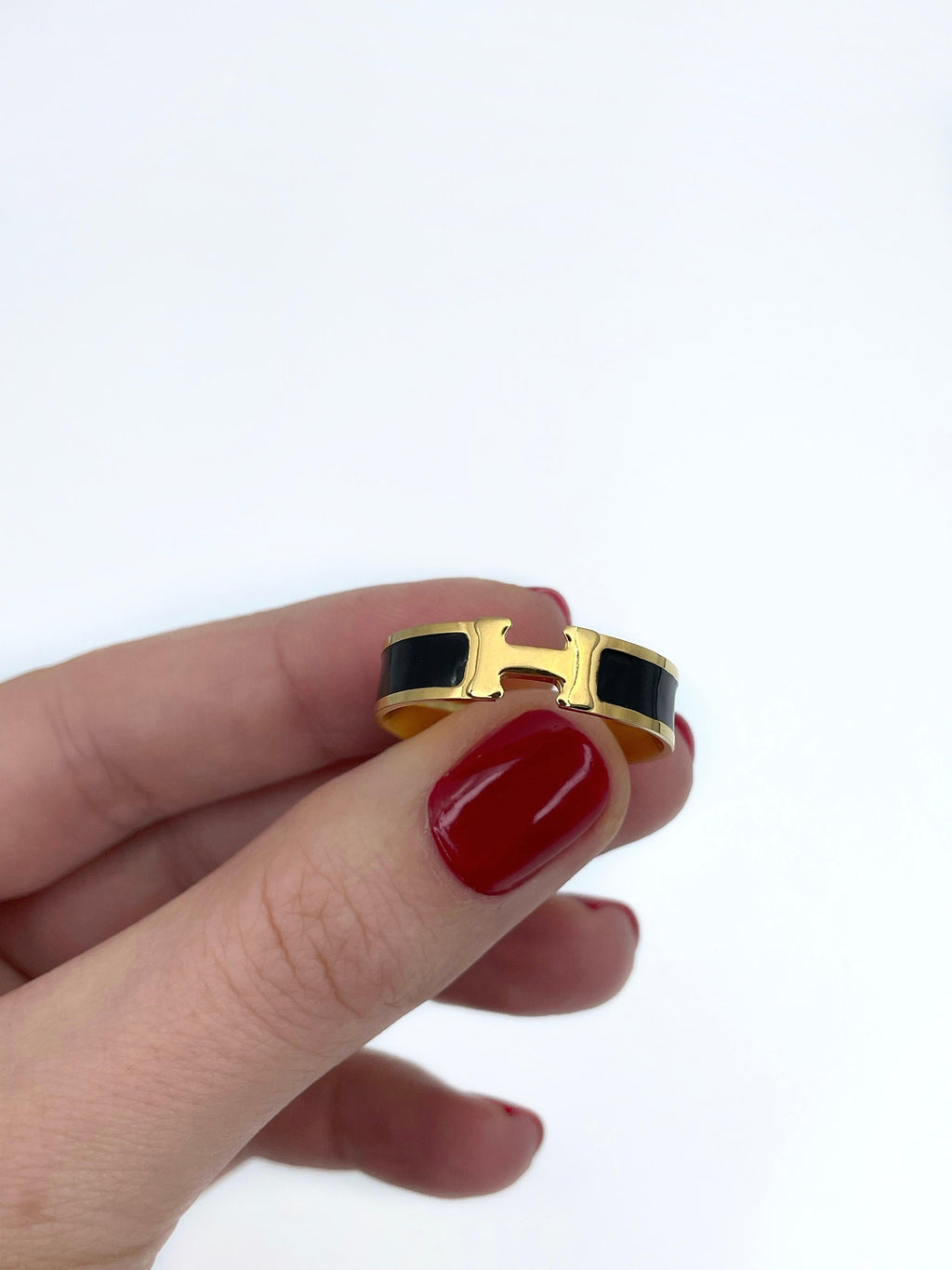 Hermes Vintage Clic H Ring - 18K Yellow Gold