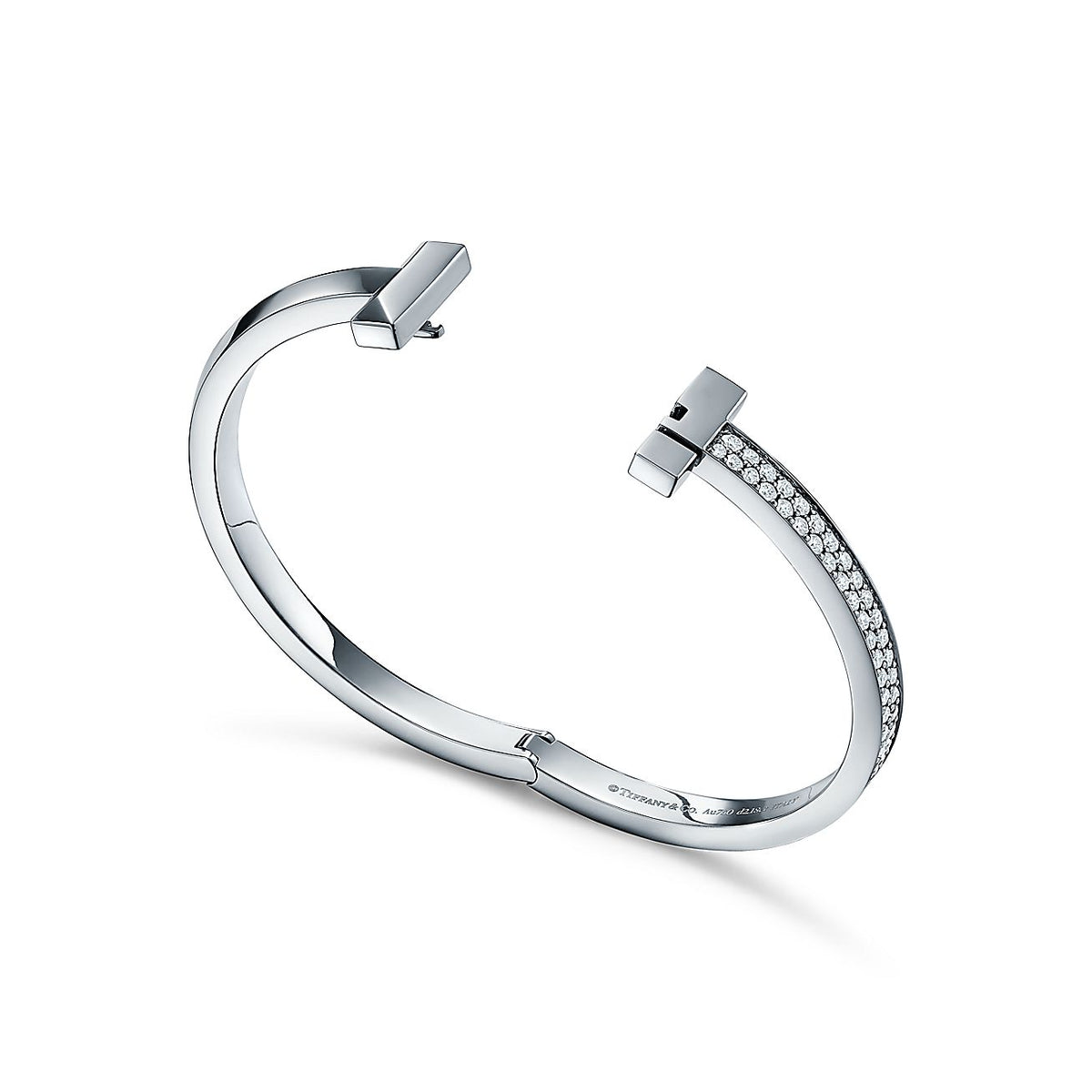 T1 Wide Moissanite Hinged Bracelet - 18K Gold