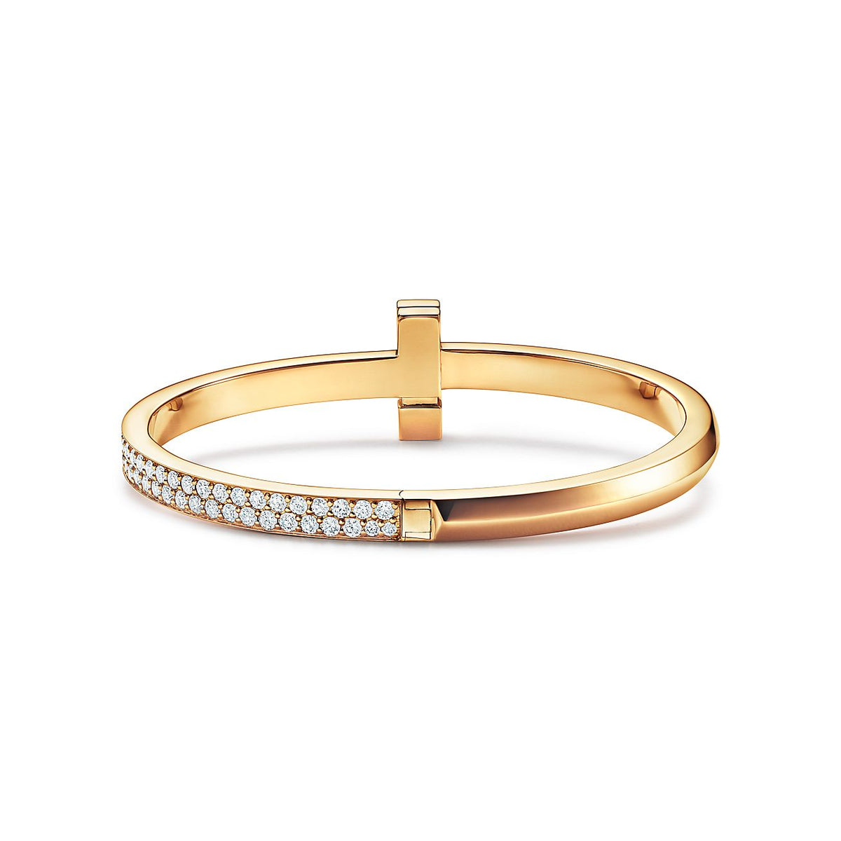 T1 Wide Moissanite Hinged Bracelet - 18K Gold