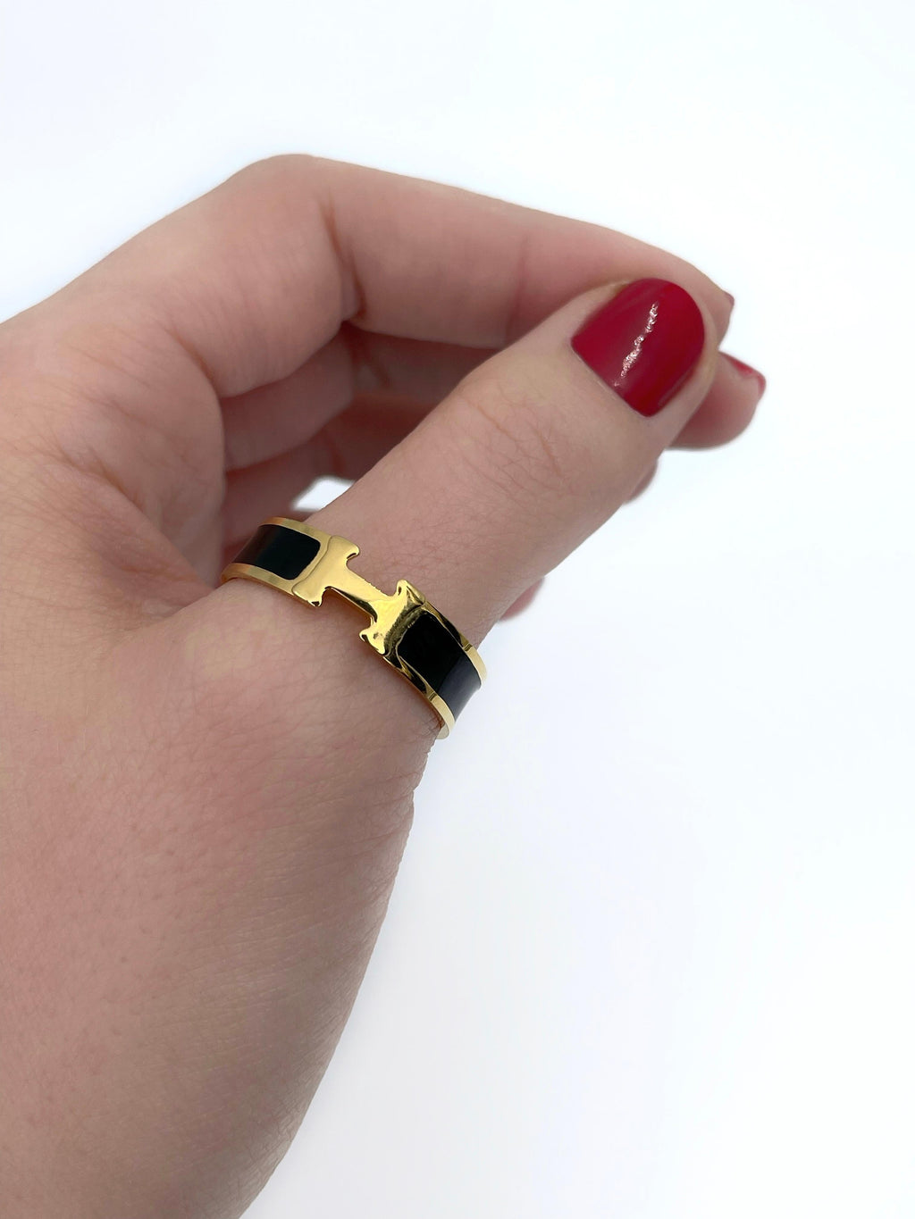 Hermes Vintage Clic H Ring - 18K Yellow Gold