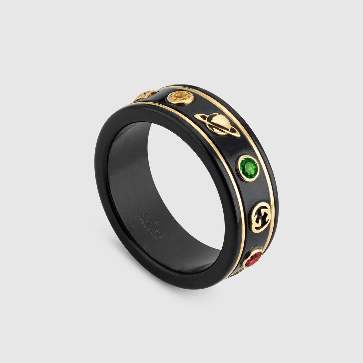 Gucci Double G Icon With Gemstones Corundum Ring - 18K Yellow Gold
