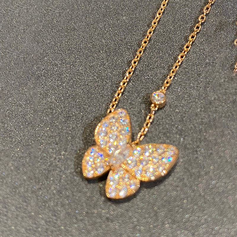Two Butterfly Necklace - 18K Gold