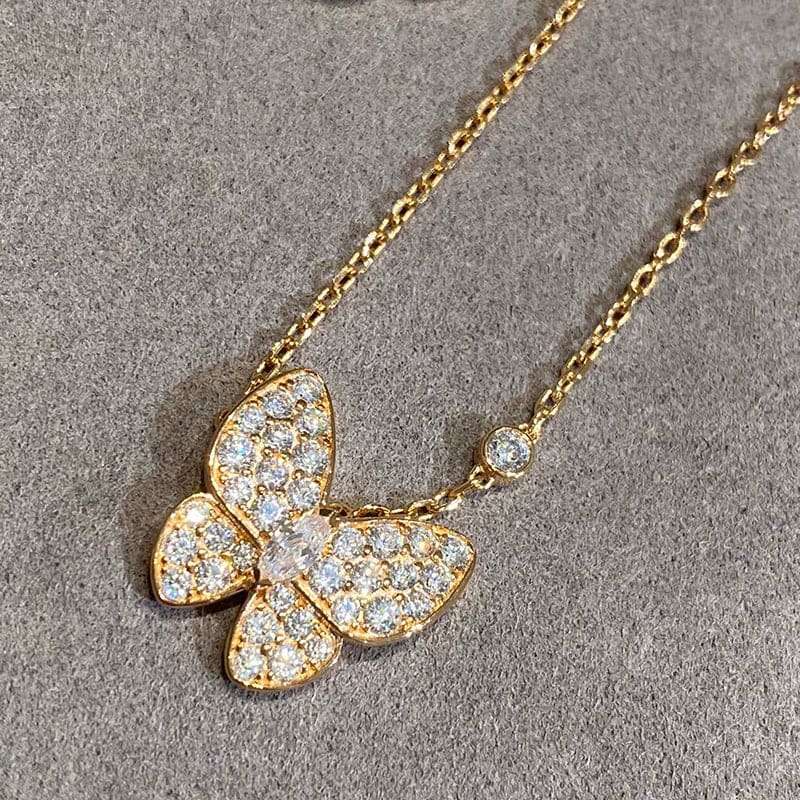 Two Butterfly Necklace - 18K Gold