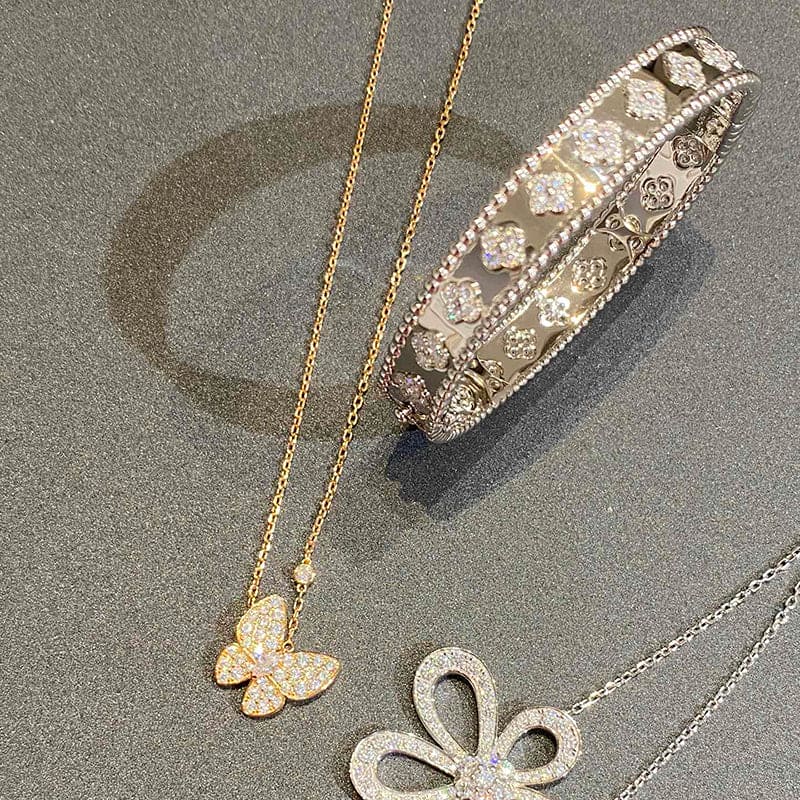 Two Butterfly Necklace - 18K Gold