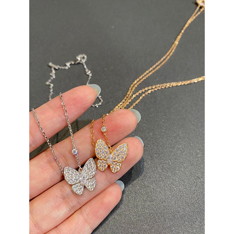 Two Butterfly Necklace - 18K Gold