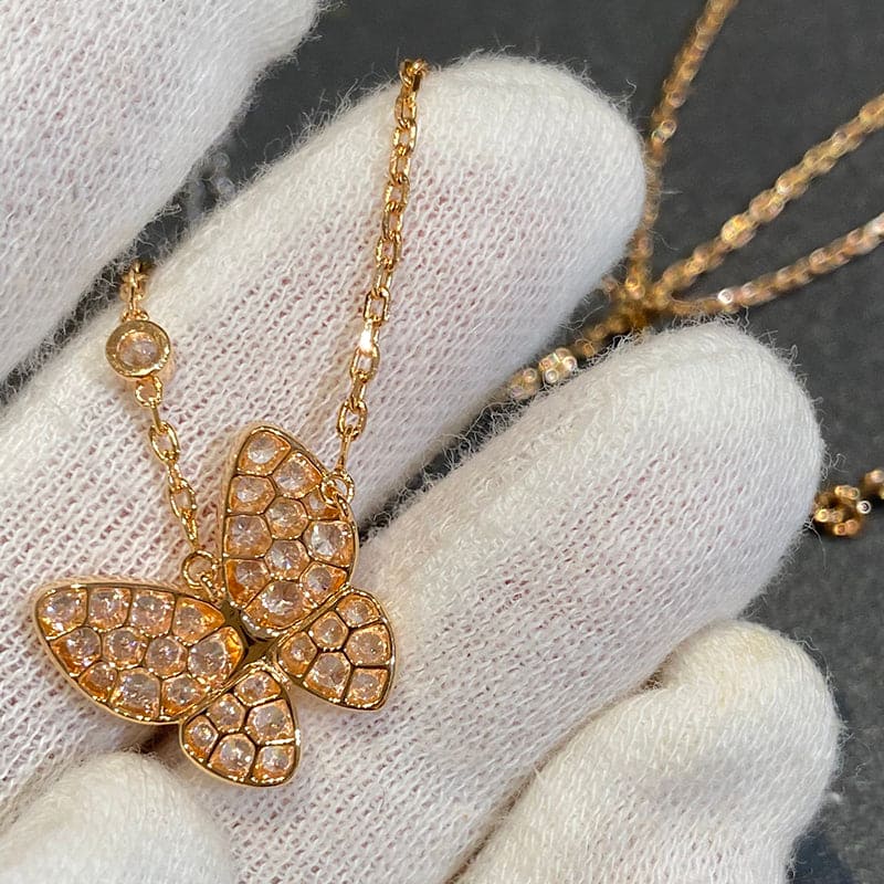 Two Butterfly Necklace - 18K Gold
