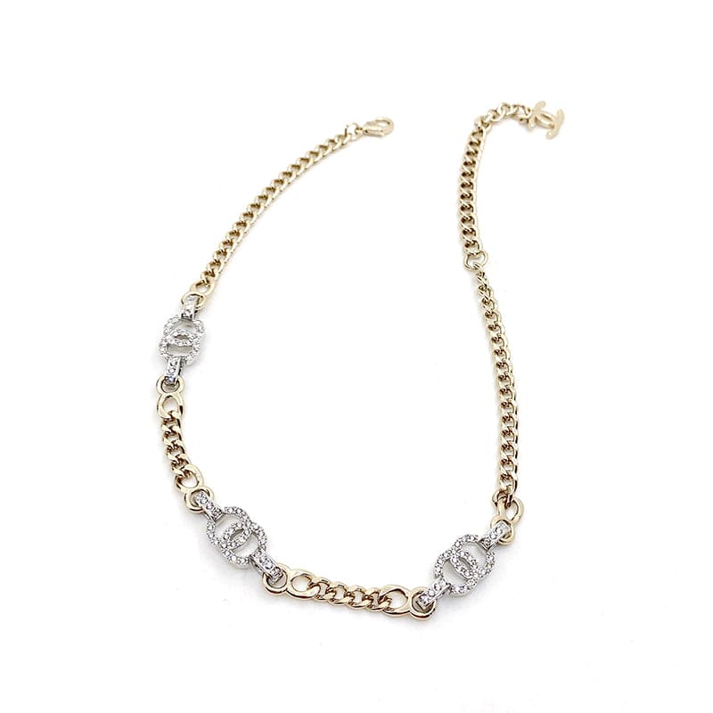 Chanel Crystal Chain Links Choker Necklace