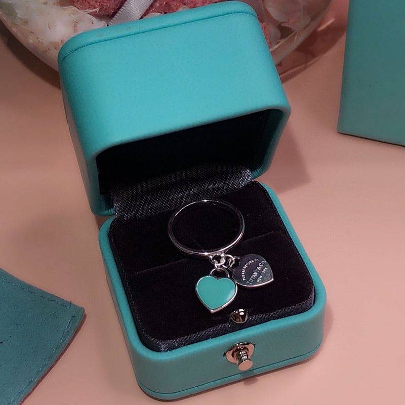Tiffany Round & Heart Tag Ring - 18K White Gold