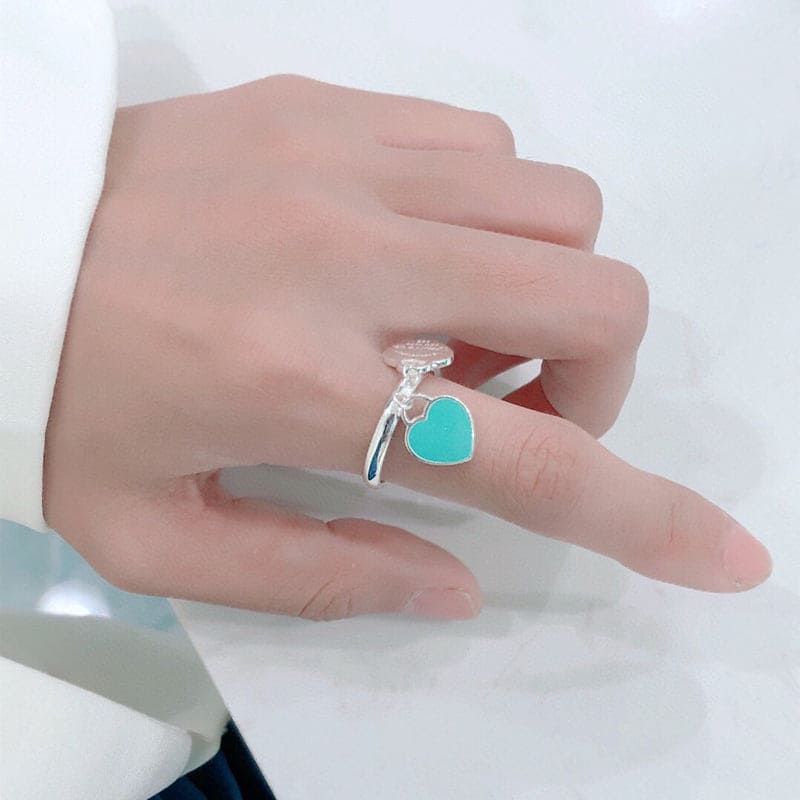 Tiffany Round & Heart Tag Ring - 18K White Gold