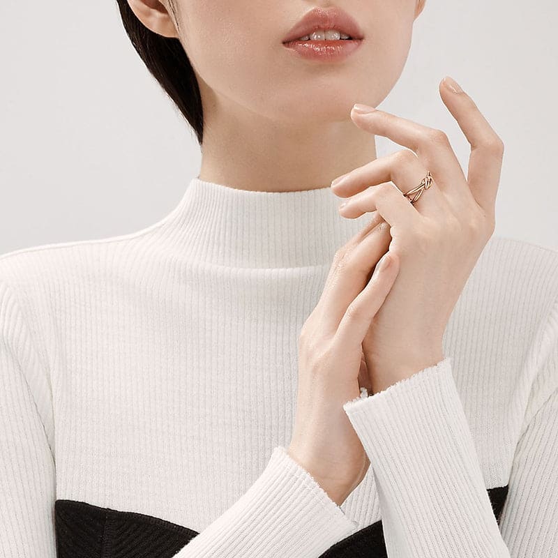 Tiffany Knot Double Row Ring - 18K Rose Gold