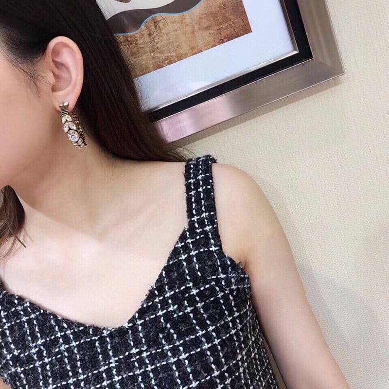 Dior Vintage Crystal Earrings - 18K Yellow Gold