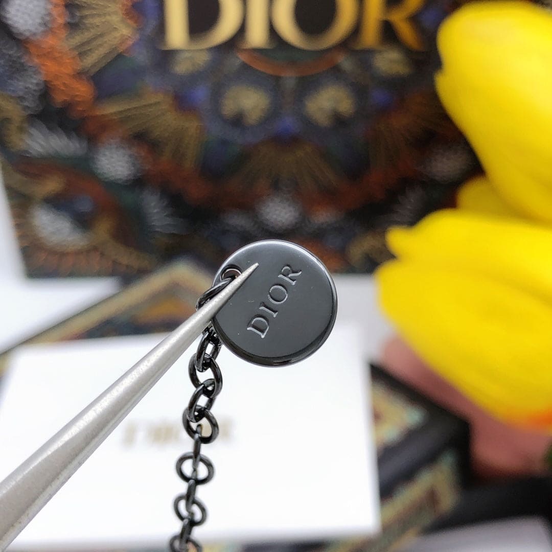 Dior Black Crystal Beads Necklace