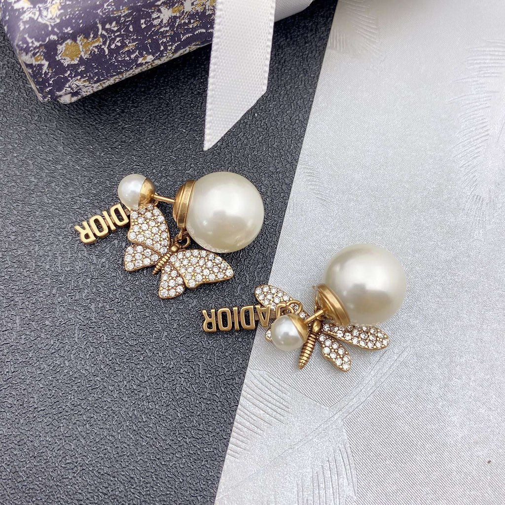 Dior Dragonfly/ Butterfly Pearl Earrings
