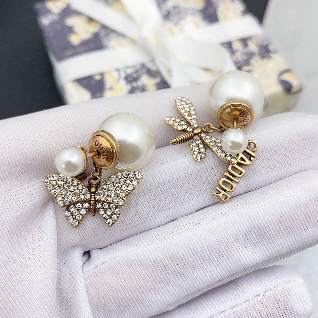 Dior Dragonfly/ Butterfly Pearl Earrings