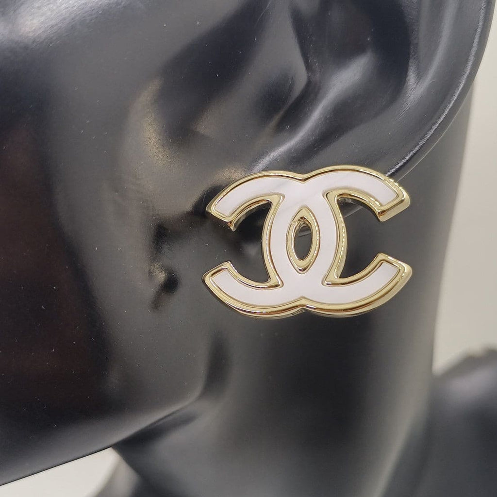 Chanel Black & White Earrings - 18K Yellow Gold