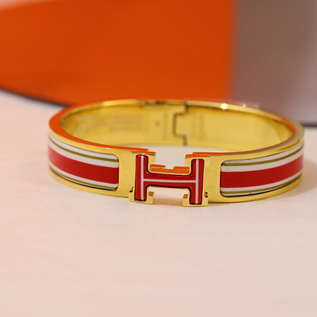 Hermes Clic H Red & White Bracelet