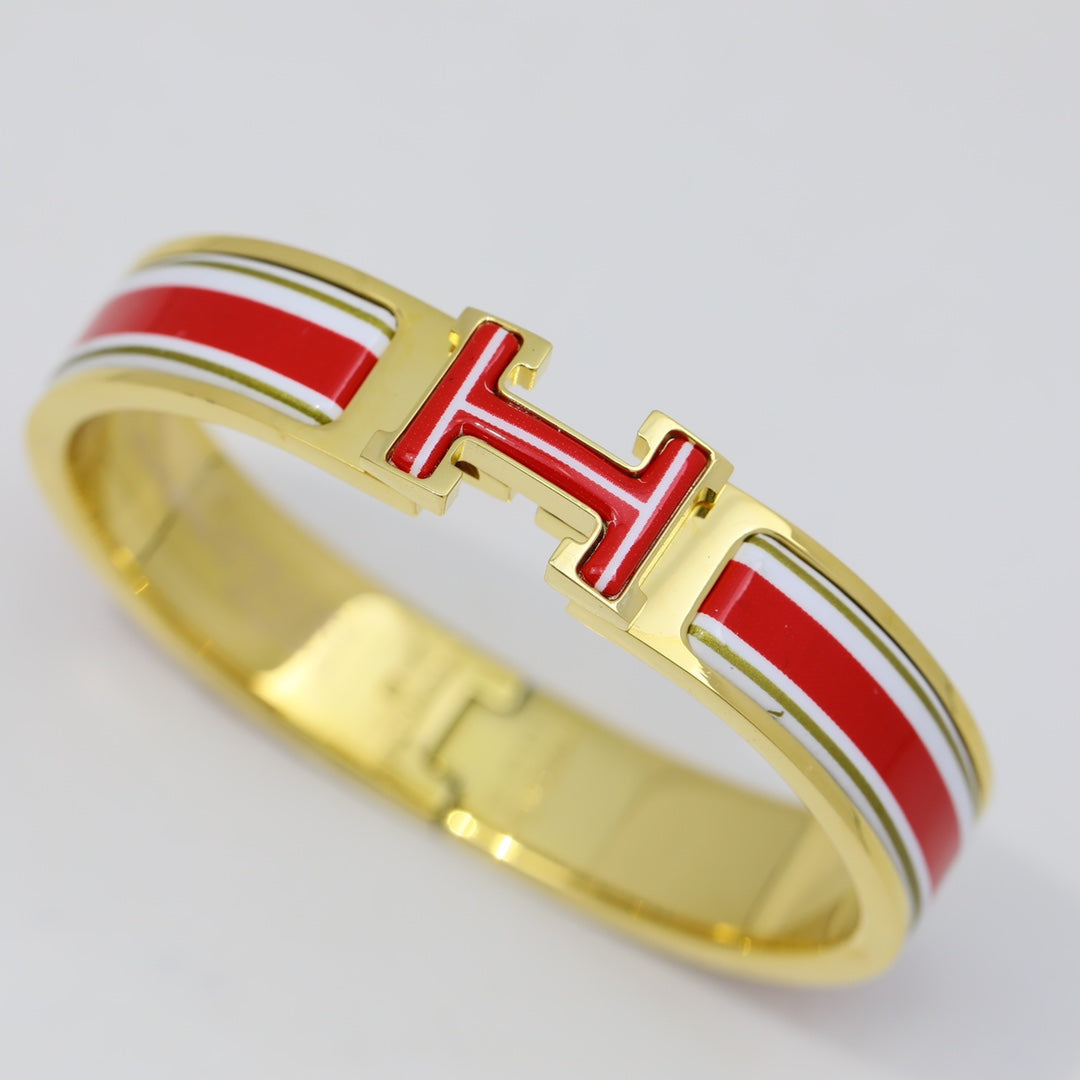 Hermes Clic H Red & White Bracelet