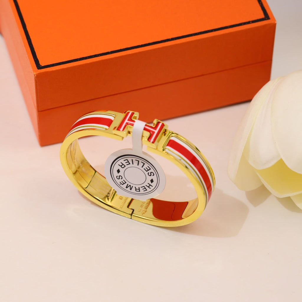 Hermes Clic H Red & White Bracelet